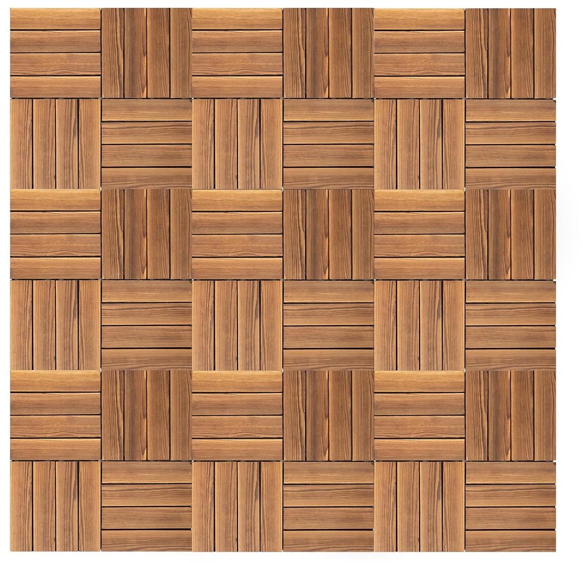Terrastegels Hout - Balkontegels Kliksysteem - Terras Aanleggen - Antislip Structuur - 30 x 30 cm - Bruin