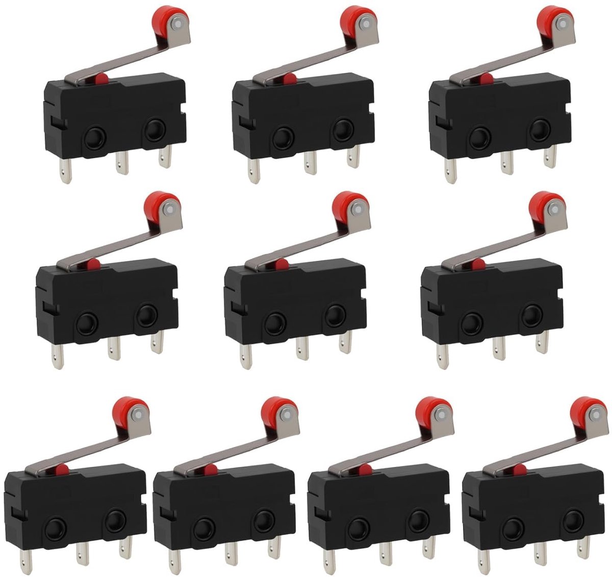 Microschakelaars met rolhendel, 3 pinnen, 250 V, 5 A, SPDT, 1NO 1NC miniatuur eindschakelaar, universele microschakelaar, microtaster voor reparatie, vervanging, doe-het-zelf