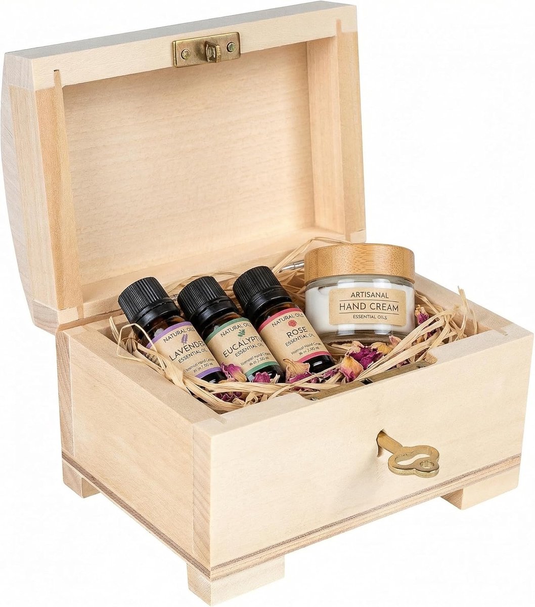 SnelShoppen - Houten Sieradenbox met Sleutel | 10.7 x 7.5 x 7.5 cm | Lockable Treasure Chest voor Kostbare Juwelen en Kleine Voorwerpen | Perfect voor