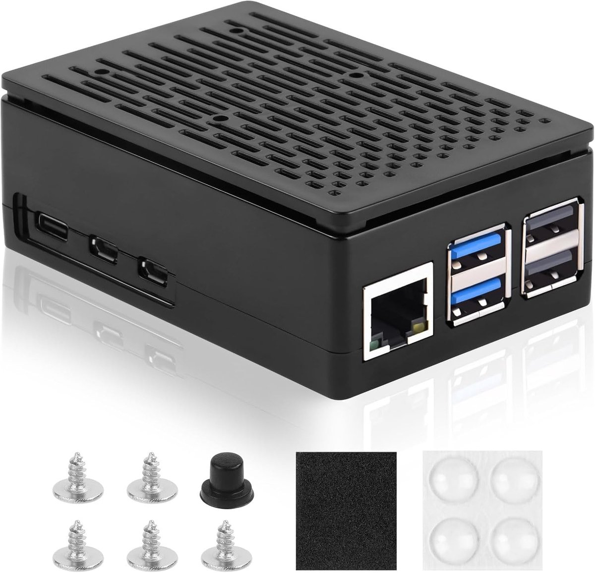 Raspberry Pi 5 behuizing, ondersteunt officiële actieve koeler voor Pi 5 4GB/8GB, passieve koeling warmteafvoer case