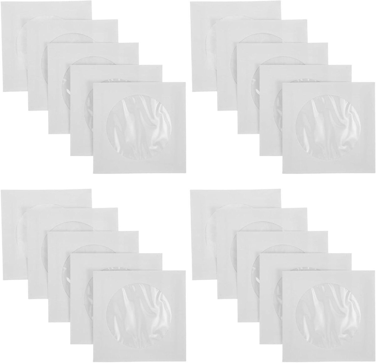Mini CD Hoezen - Papieren CD Mapjes - CD Opslag - Stofvrij Ontwerp - 8.6 x 8.6 cm - Wit