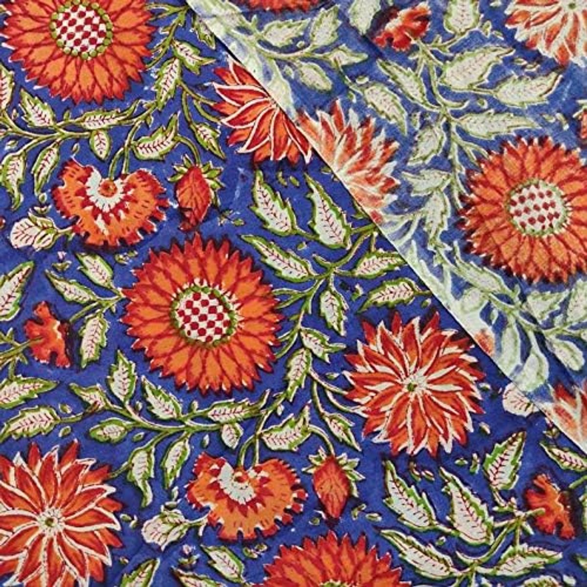 Jaipur Handgedrukte katoenen stof van The Yard - Zachte Jaipuri Kurti-print voor zomerjurk (5 Yards)