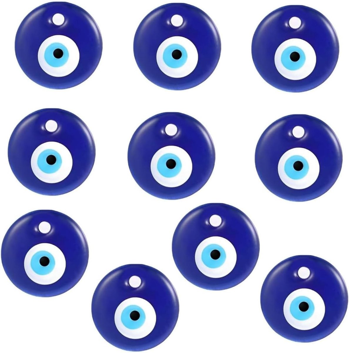 Kralen met boze oog, 3 cm, 10 stuks boze oog bedelogen van blauw glas, Turks oog, geluksbrenger, geluksbrenger, decoratie, halsketting, sieraden maken