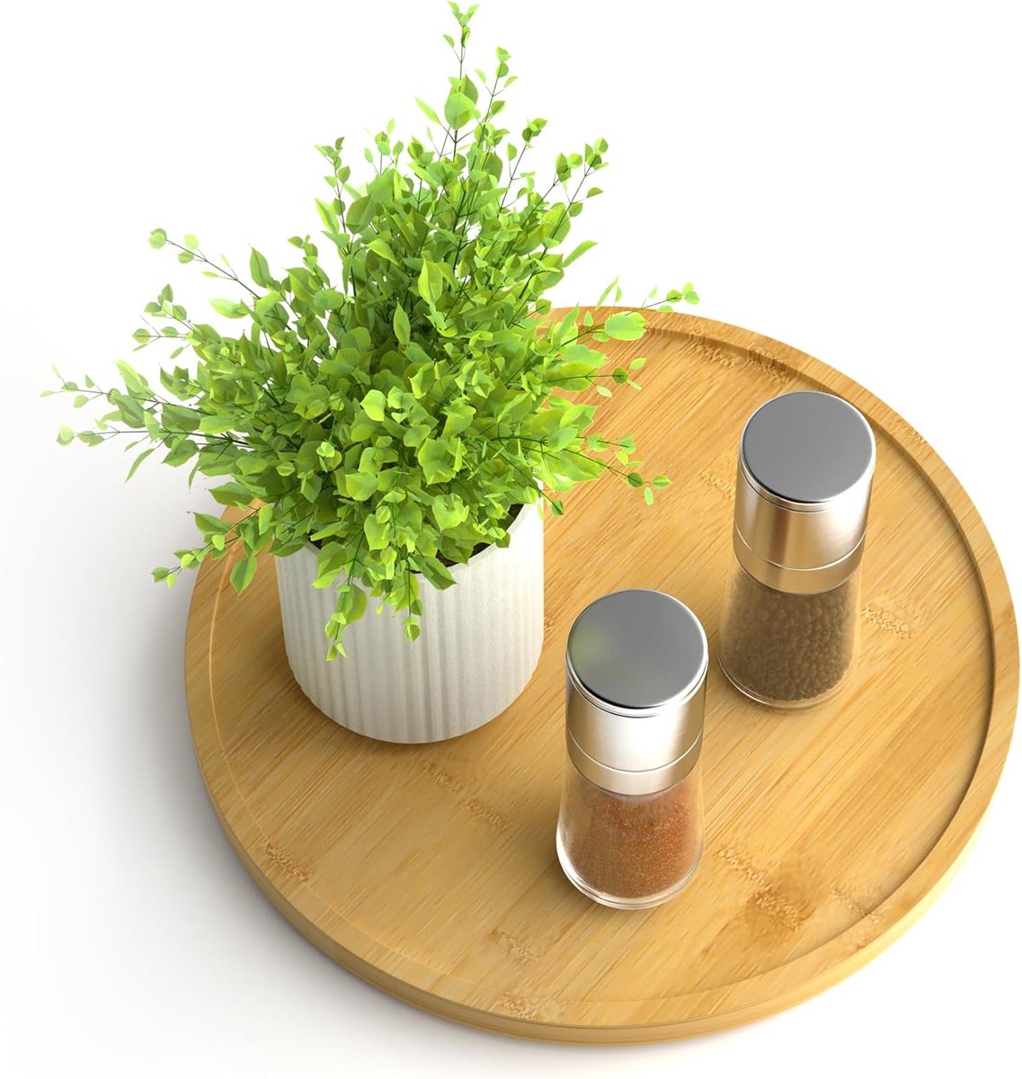 9-Inch Non-Skid Bamboo Lazy Susan, Roterend Kruidenrek voor Keukenkast