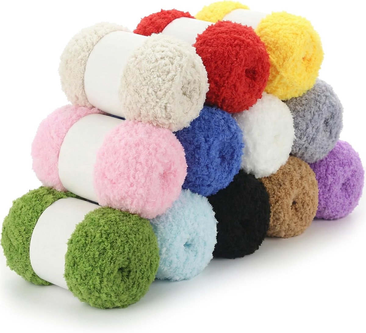 garen, set van 12 x 50 g, grof garen voor handbreien, dikke pluizige wol, zachte dikke wol voor gehaakte dekens, sjaals, hoeden, speelgoed, doe-het-zelf projecten (pak van 12 stuks