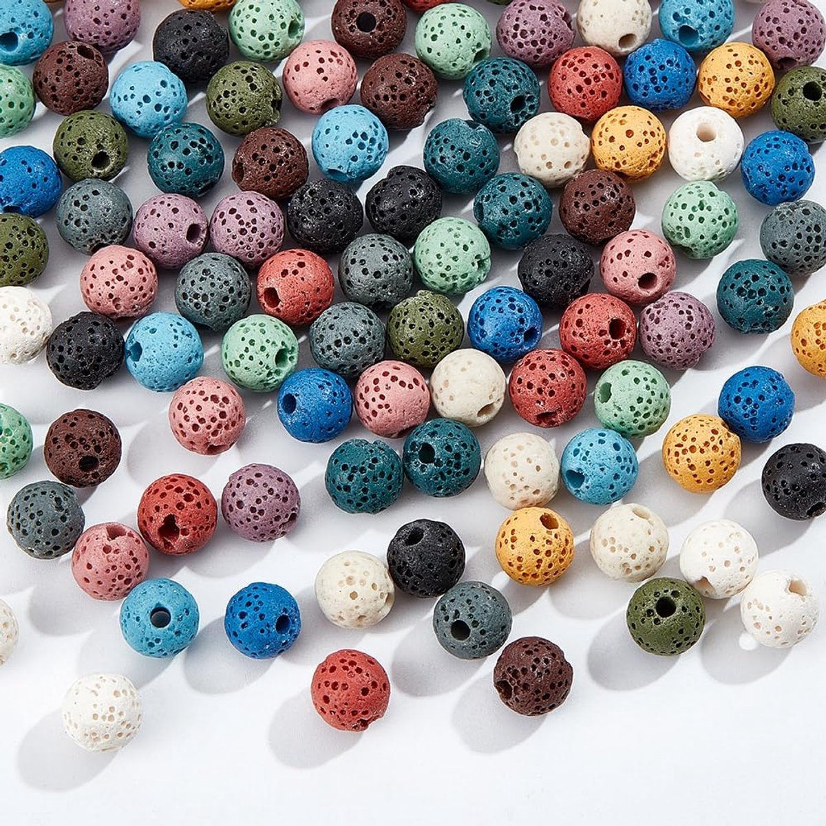 Kralen, 8 mm, synthetische lavakralen, rond, veelkleurig, strengen, lavasteen kralen, losse kralen voor armbanden, gat: 2,5 mm