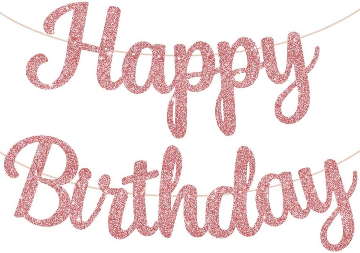Happy Birthday banner om zelf te maken, roze goudkleurig decoratiebord voor verjaardagsfeestje voor meisjes, decoraties voor vrouwen