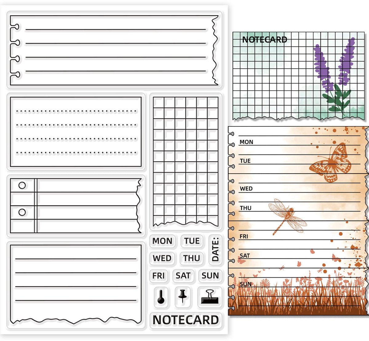Clear Siliconen Stempel Notebook Set 5 Stks Kladblok Sjablonen en 12 Stks Markers voor DIY, Journaling, Wekelijkse Planner, Takenlijst, To-Do Lijst Maken