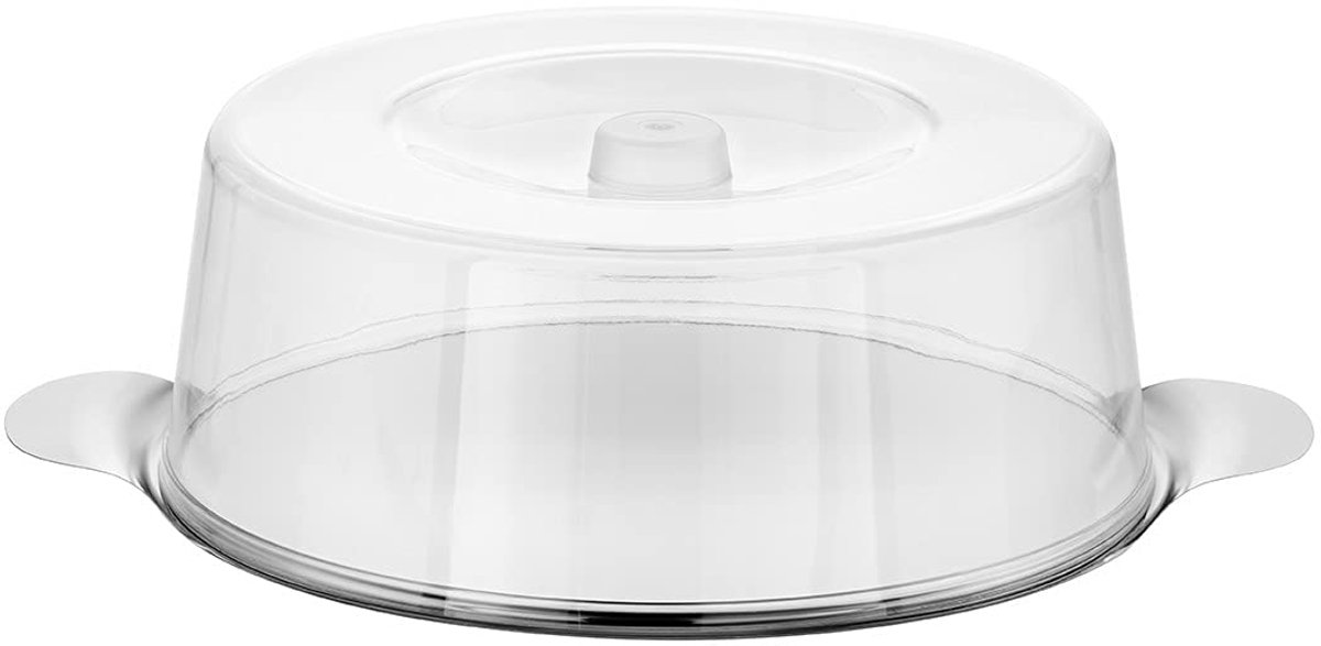 taartplaat met deksel – hoogwaardige taartplaat van roestvrij staal Made in Germany – duurzaam, stapelbaar en vaatwasmachinebestendig – 30 cm x 30 cm x 11 cm