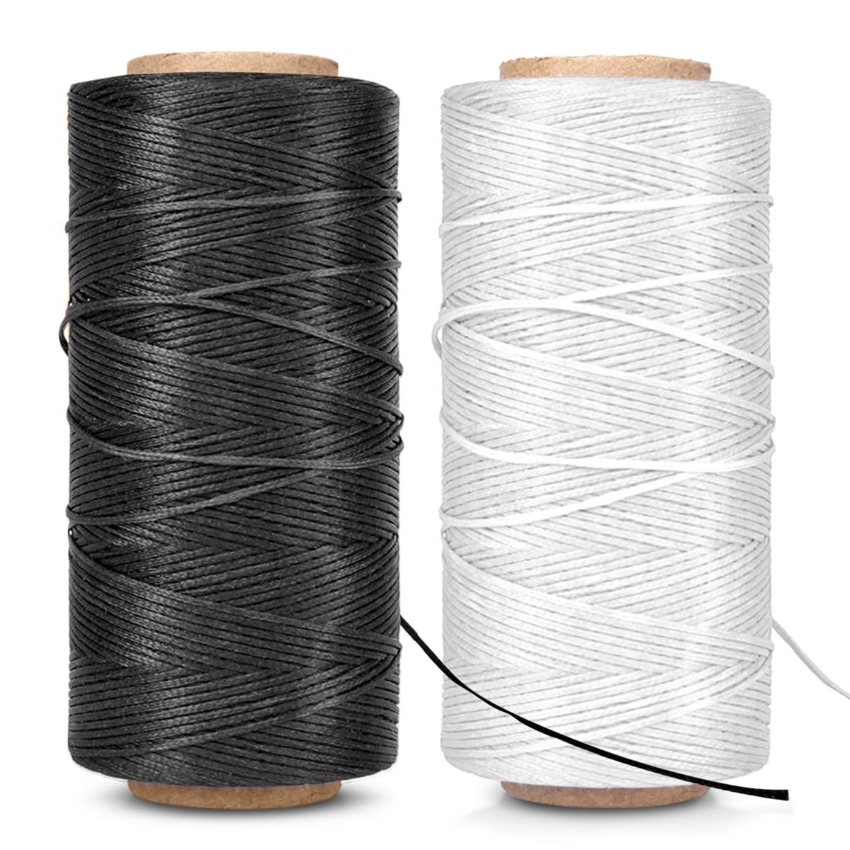 Gewaxte draad, Wax String, Gecoat koord Heavy Duty Polyester 260M 1mm 150D voor armbanden, lederen ambachtelijke stiksels naaien, boekbinding, DIY handwerk (zwart+wit)