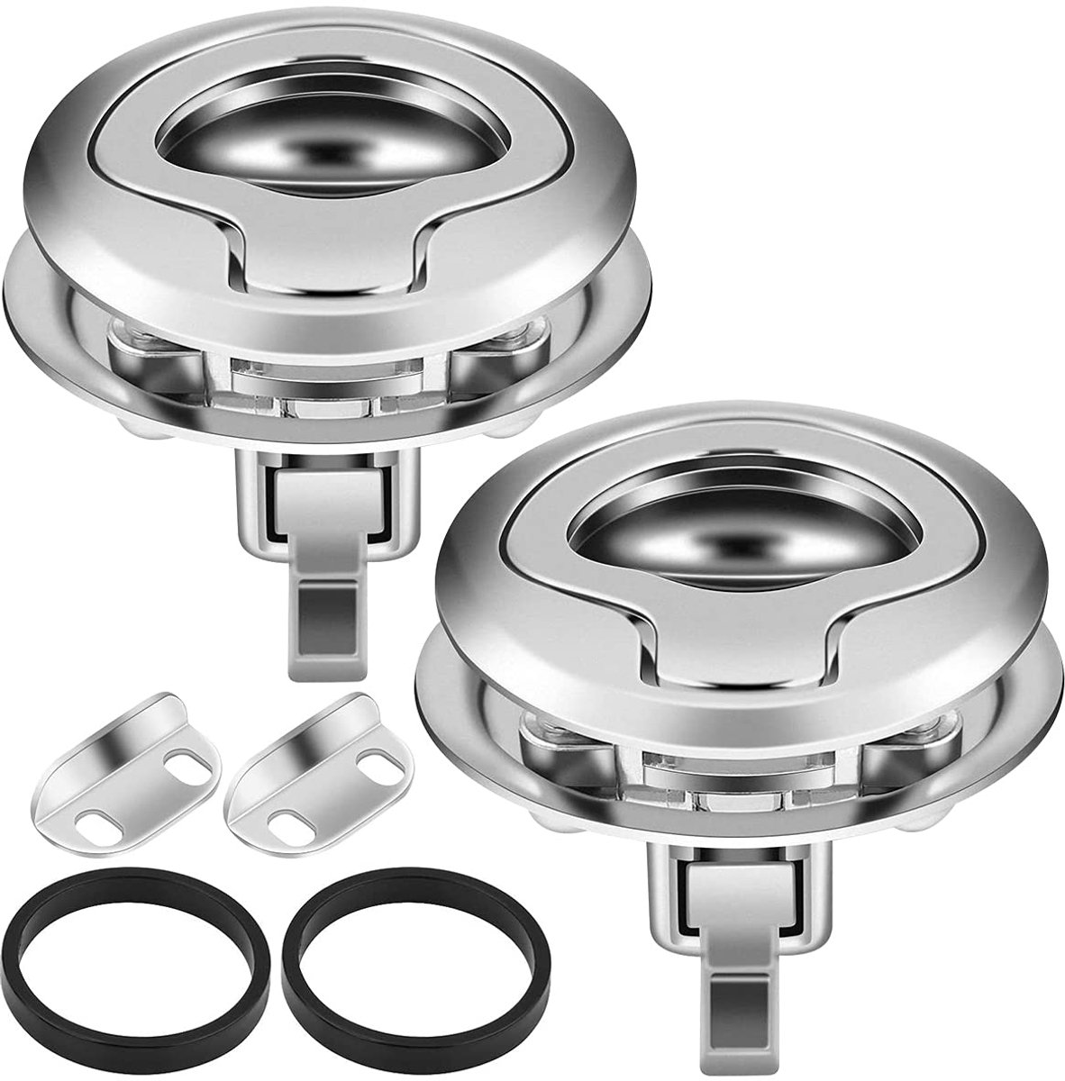 luik vergrendeling, RoadLoo 2 stuks Slam Latch RVS Flush Pull Ring Handvat voor marine yacht deck cabin, zilver
