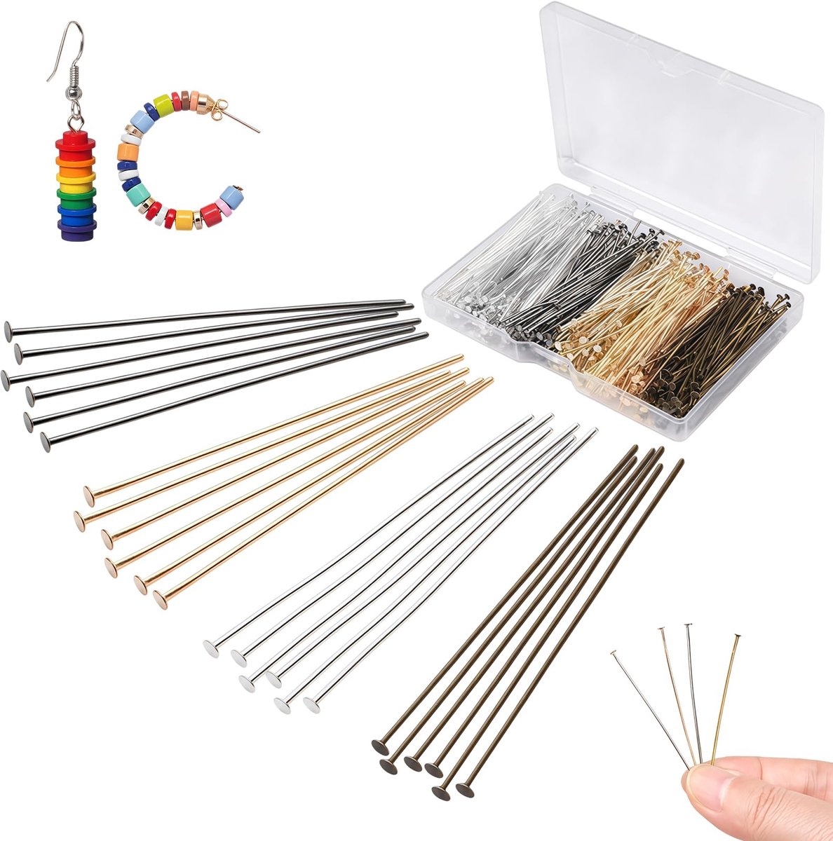 Ball Head Pins - 800 Stuks Metaal Sieradennaalden in 4 Kleuren voor DIY Sieraden Projecten