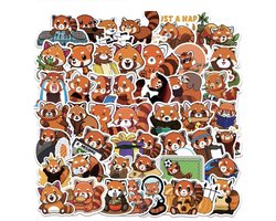 *** 50 Stickers Panda Rode - Dier Stickers - Grappige Stickers - Laptop Stickers Stickervellen - Plakstickers - Koffer Stickers - Stickers Bullet Journal van Heble***