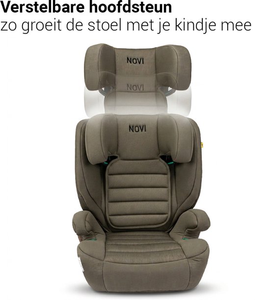 Novi Baby® James Premium Autostoel - i-Size - Gordel - Donker Taupe van Novi Baby® — afbeelding 2
