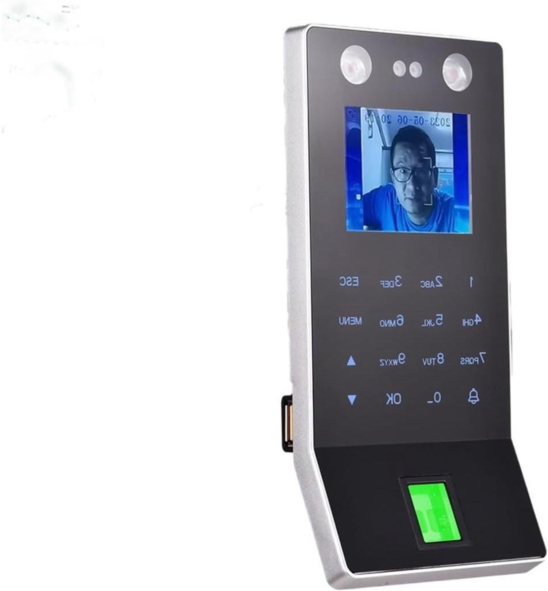 Tijdregistratiesysteem Gezichtsherkenning - Aanwezigheidsmachine Toegangscontrole - Personeel Registreren - Infrarood Kleurencamera - 170x80x18mm - One Color