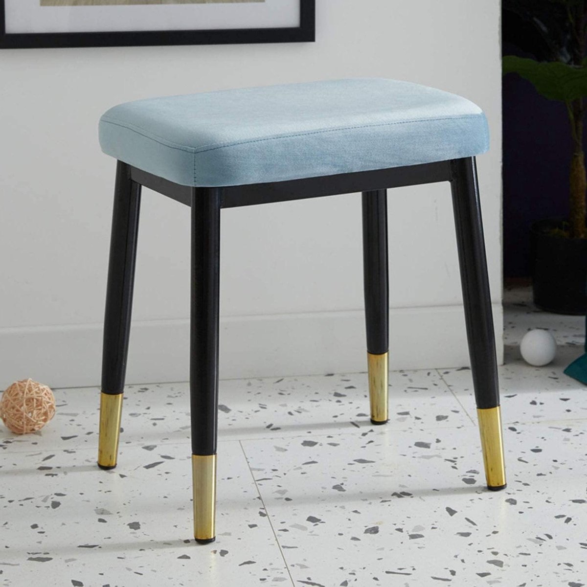 Make-up kruk - Voetenbank poef - Ontspannen Zitten - Antislip voetkussens - 45x40x30cm - Groen