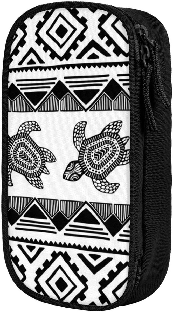 Etui met Schildpadprint - Pennendoosje Briefpapier - Bureau Organiseren - Dubbele Hoofdvakken - 21 x 5 x 10.5 cm