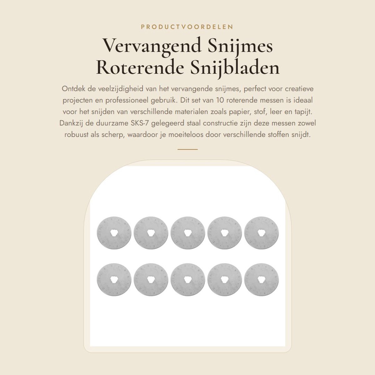 Dailygoods- Snijmes Vervangend 10 Stuks - Roterende Messen - Gelegeerd Staal - Hoogte Snijprestaties - Voor Stof/Papier/Leer - Roterend Mes
