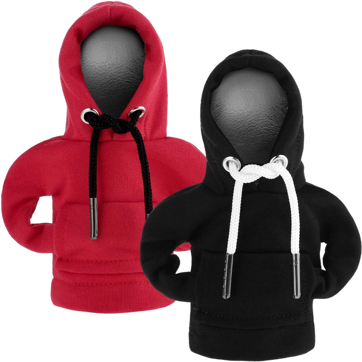 Dailygoods- Versnellingspook Hoodie - 2 Stuks - Pookknop - Grappige Schakelknop - Auto Accessoires - Polyestervezel - Zwart/Rood - Schakelhendel