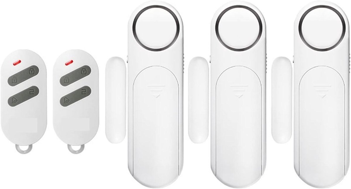 Draadloos Alarm - Deur Sensor - Huis Beveiligen - 120dB Luid - 300ft Bereik - Wit