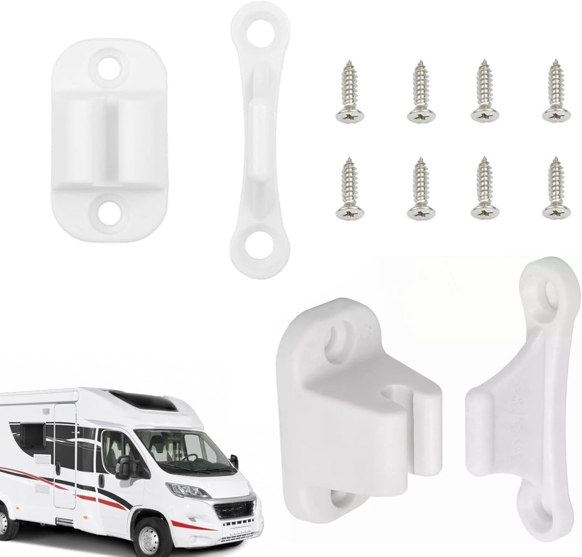 Dailygoods- Deurslot 2-delig - Deurslot voor Caravans - Deurslot voor Campers - Deurblok - Deurklink - Wit Plastic 6 x 2 cm - Deurslot Voor Camper