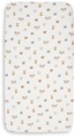 Wit hoeslaken met een all-over print van schattige dieren, zoals beren, konijnen en olifanten.