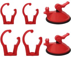 Aquarium Verwarmer Clip - Zuignap Klem - Aquarium Accessoires Bevestigen - Verstelbare ABS Klem - 2x Basis 4x Clips - Rood