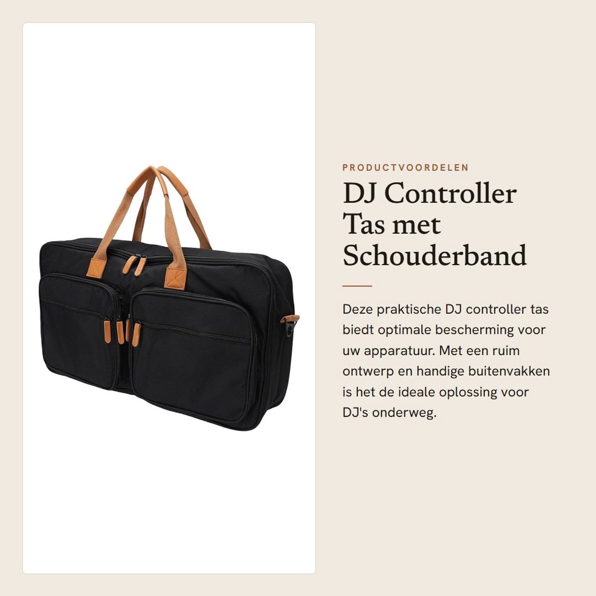 Dailygoods- DJ Controller Tas - Geschikt voor DDJ FLX4/SB3/SB2/400/RB - Met Twee Buitenzakken - Verstelbare Schouderband - Schuimvulling - 22x7x11,5 inch