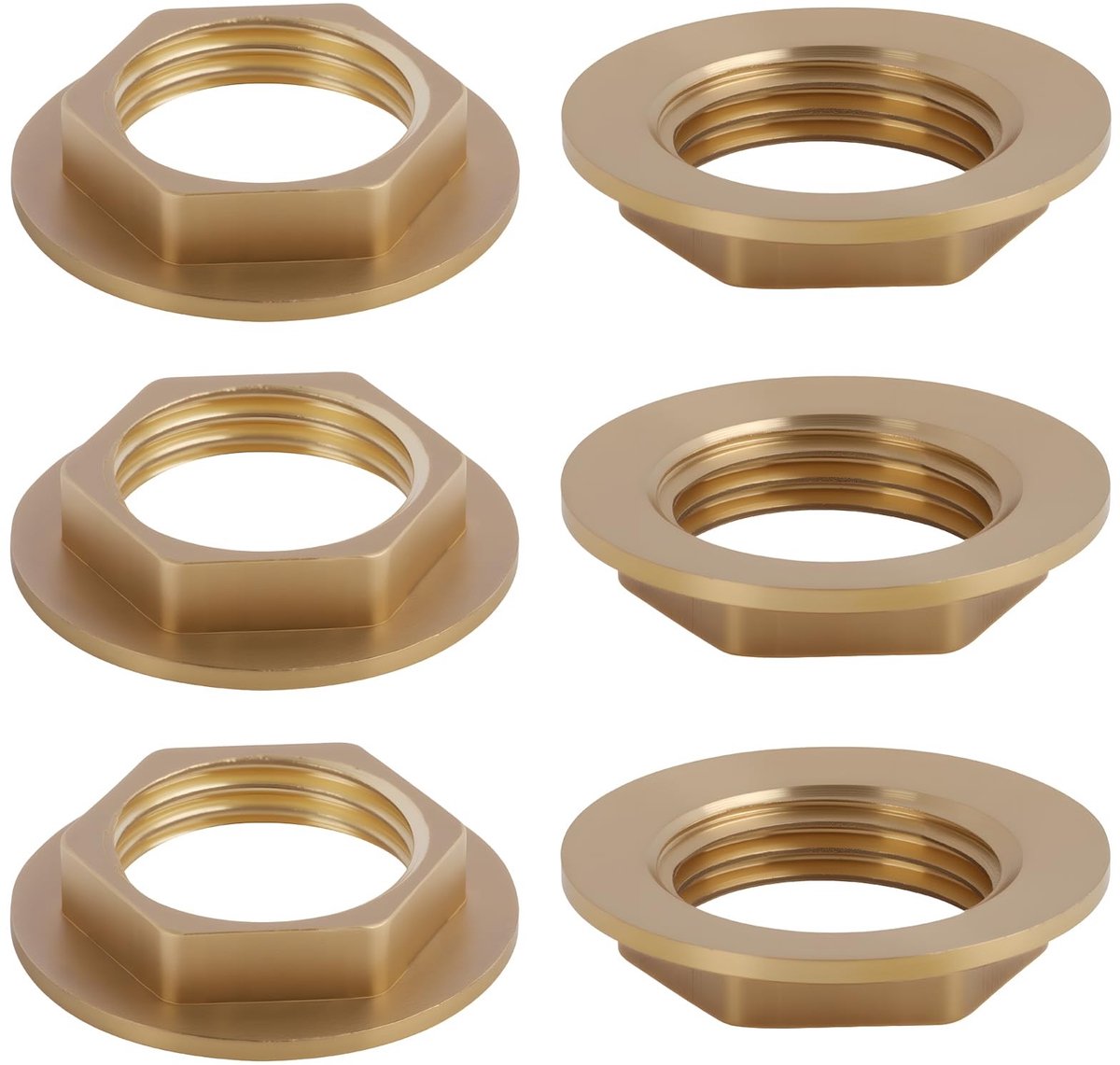 Dailygoods- Zekeringsmoeren 6 Stuks - Zeskantige Flens - Messing - G1/2 Binnendraad - Corrosiebestendig - Eenvoudig te Monteren - Borgmoeren