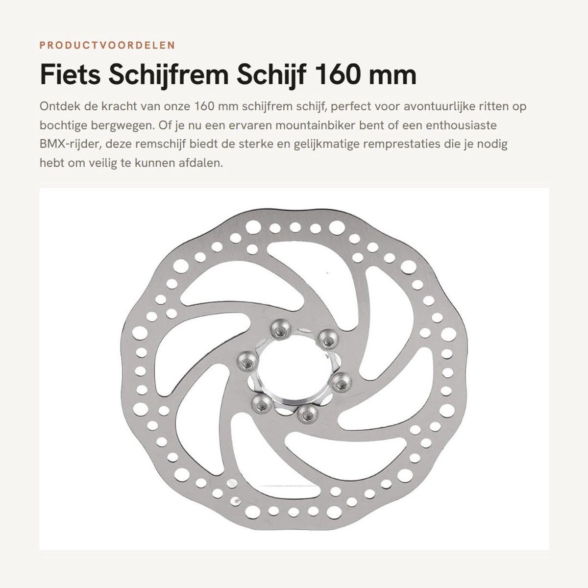 Dailygoods- Schijfrem 160 mm - Roestvrij Staal - Schijfrem met 6 Schroeven - Betrouwbaar - Slijtvast - Goede Warmteafvoer - Remschijf