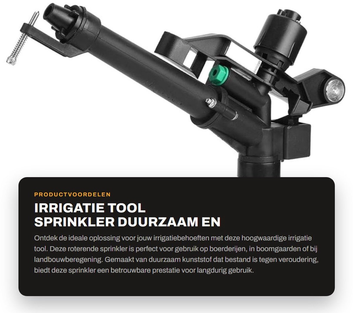 Dailygoods- Sprinkler Roterend 360 Graden - Irrigatie Tool - Hoogwaardig Kunststof - Duurzaam - Adapter 1 Inch - Geschikt voor Landbouw - Beregeningssysteem