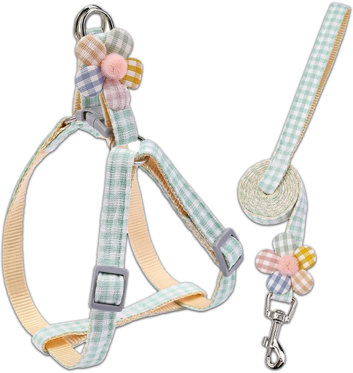 Dailygoods- Hondenharnas Verstelbaar - Hondenharnas Klein - Puppyharnas - Trekharnas 1,2 m - Duurzaam Polyester - Geschikt voor Honden 4-8 kg - Hondentuig