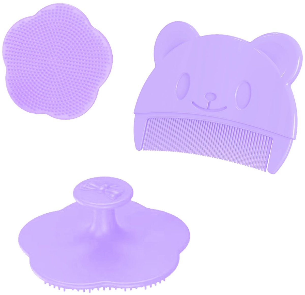 Dailygoods- Borstel - Siliconen Haarkam voor Baby's - Zachte Borstelharen - Huidvriendelijk - Gebogen Design - 2 Stuks - Babyhaarkam