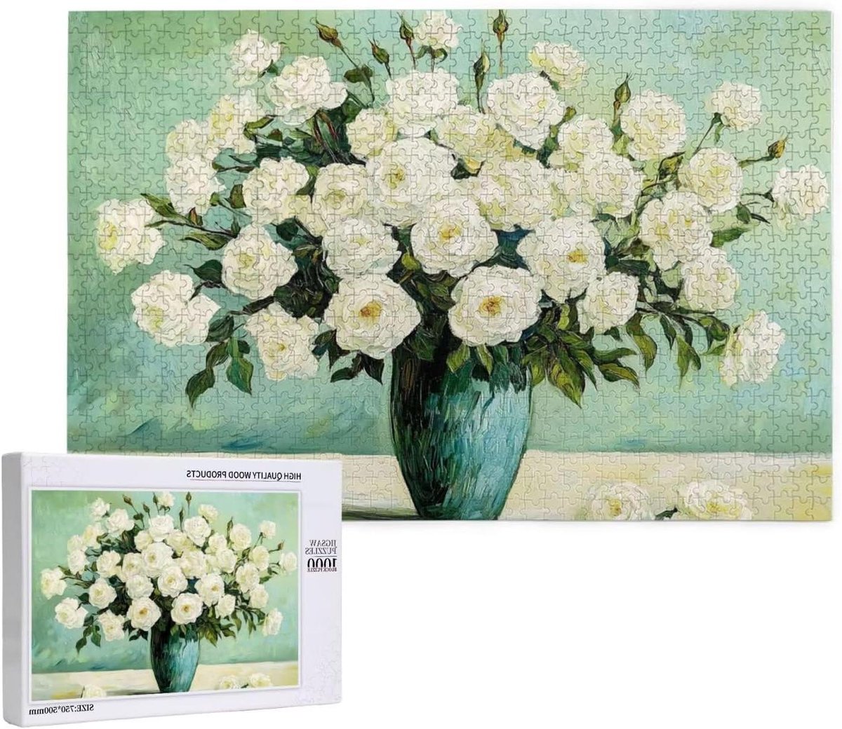 Bloemenpuzzel 4000 stukjes - Landschap kunstpuzzel - Ontspanning en creativiteit - Scherpe mesvorm - 88x141 cm - Multicolor
