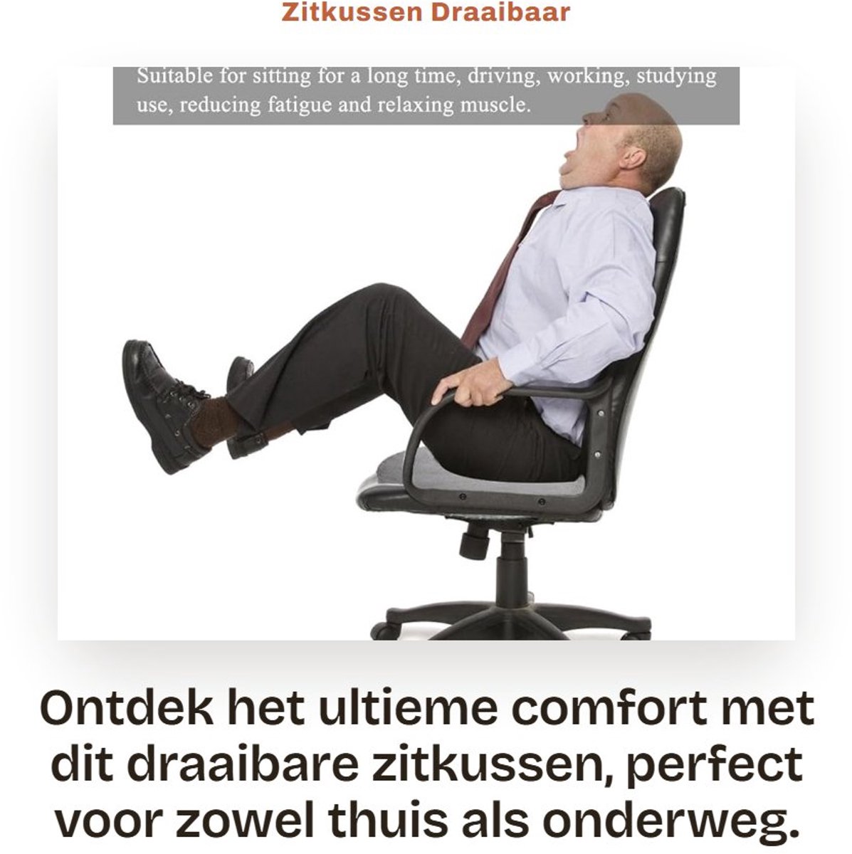 Dailygoods- Zitkussen Draaibaar - Antislip Stoelkussen - Comfortabel Zitkussen - Ondersteuning Rugcurve - 39 cm Diameter - 150 kg Draagvermogen - Draaikussen