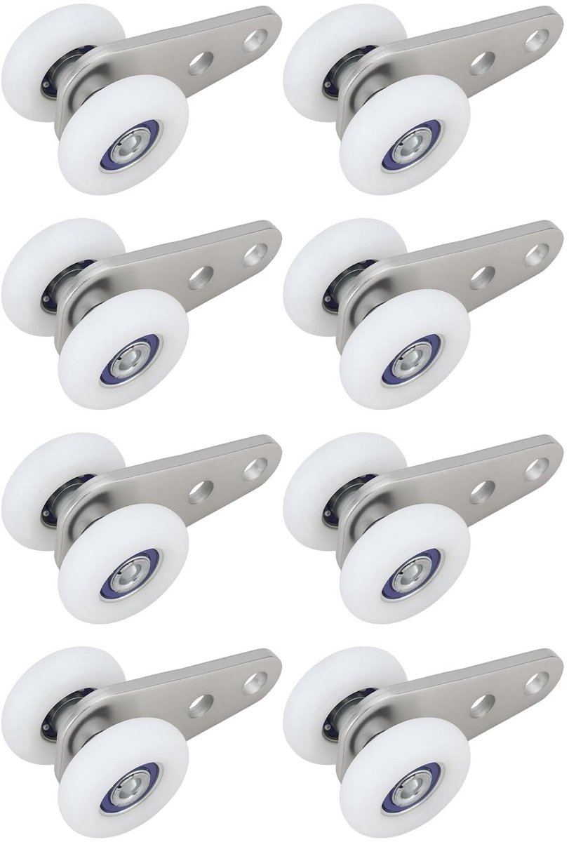 Dailygoods- Trolley Schuifdeur 8 Stuks - Schuifrail 25 mm - Katrol Wielen - 24x22,5x45 mm - Precisiekogellager - Eenvoudig te Installeren - Schuifdeurwielen
