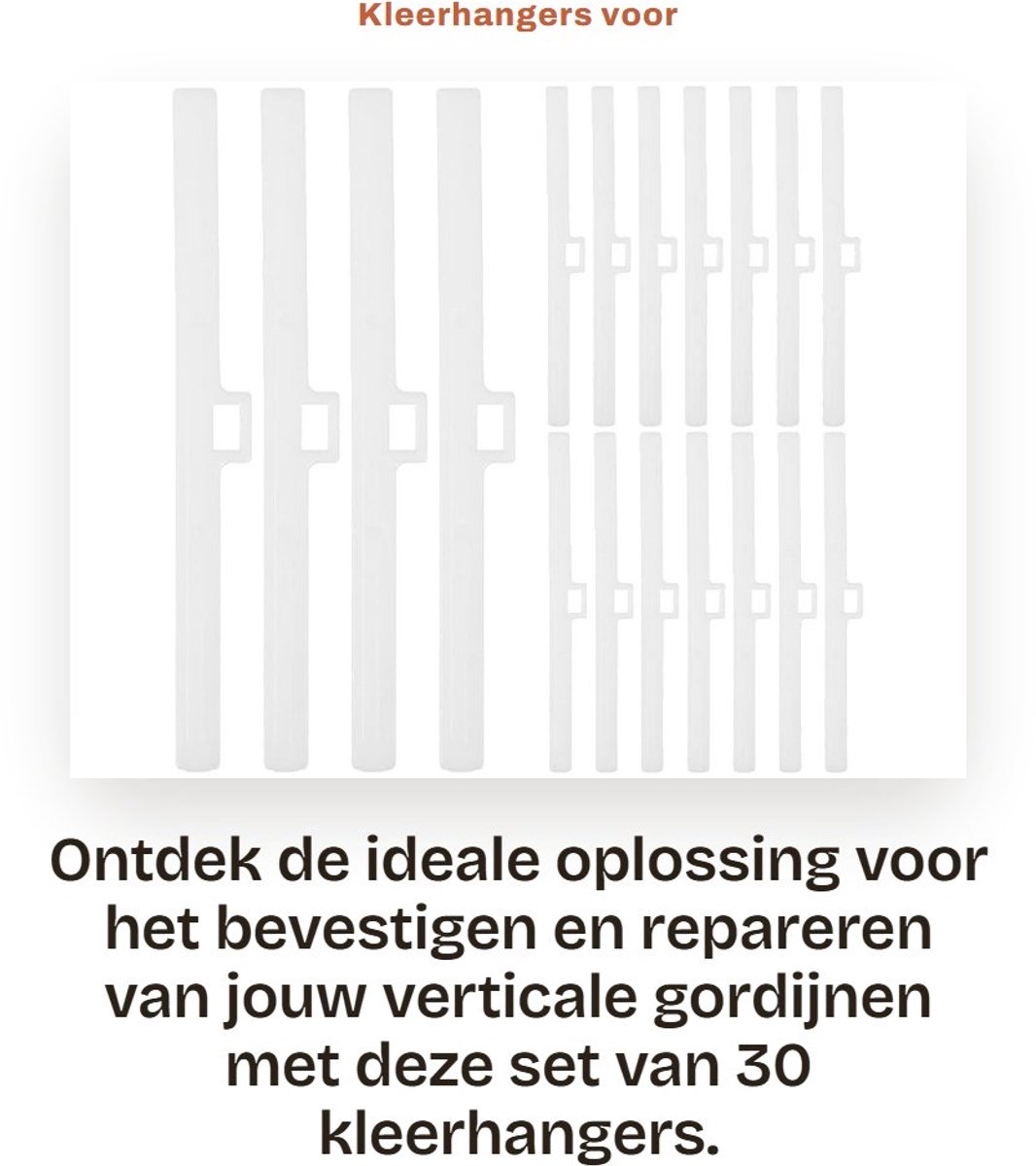Dailygoods- Kleerhangers 30 Stuks - Gordijnhaken - Reservehouder - Reparatiehaken - Verticale Gordijnen - Eenvoudig te Installeren