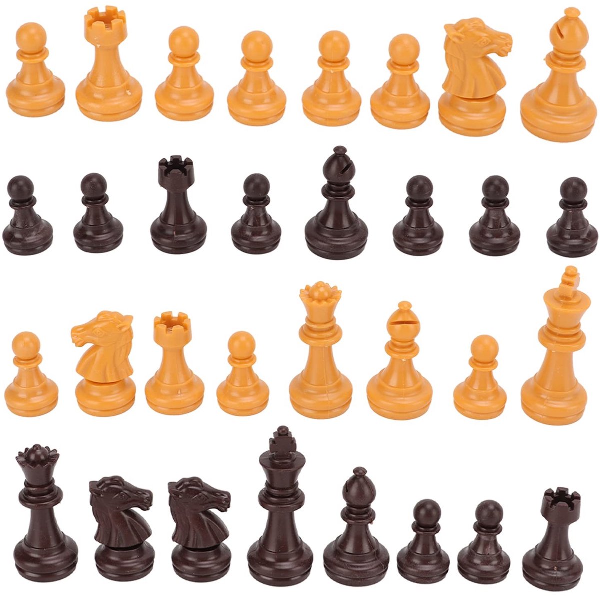Dailygoods- Schaakstukken 32-delig - Kunststof - Reisschaakspel - Vervangende Stukken - Gebruiksvriendelijk - Stevig PS-materiaal - Schaakspel