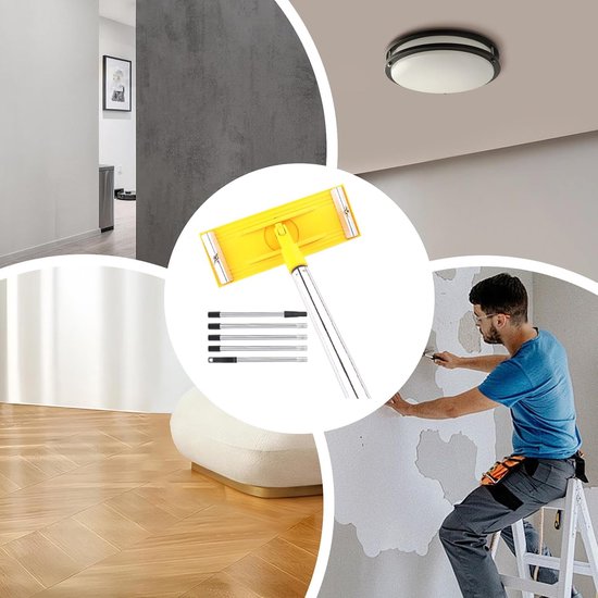 Schuurpaal Telescopisch - Polijstgereedschap Wand - Muren Plafonds Schuren - 360 Graden Roterend - Verstelbare Lengte - Grijs — afbeelding 5