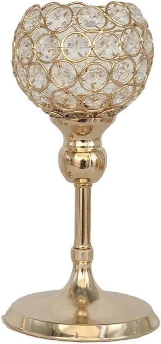 Moderne Kandelaar - Kaarsenhouder Decoratie - Tafeldecoratie Bruiloft - Roestvrij Metaal - 35 cm - Goudkleurig