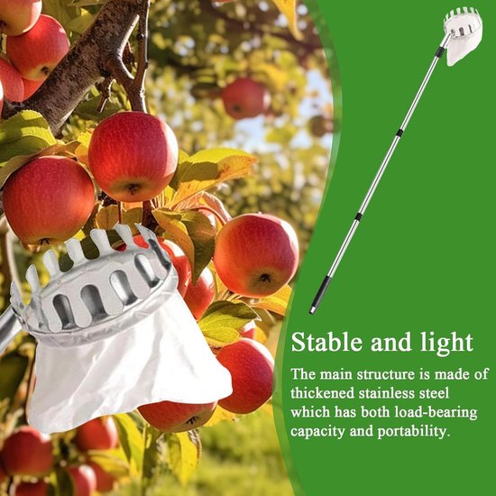 Fruit Plukstok - Telescopische Mand - Fruit Oogsten - Verstelbare Lengte - Tot 4 Meter - Niet gespecificeerd — afbeelding 3