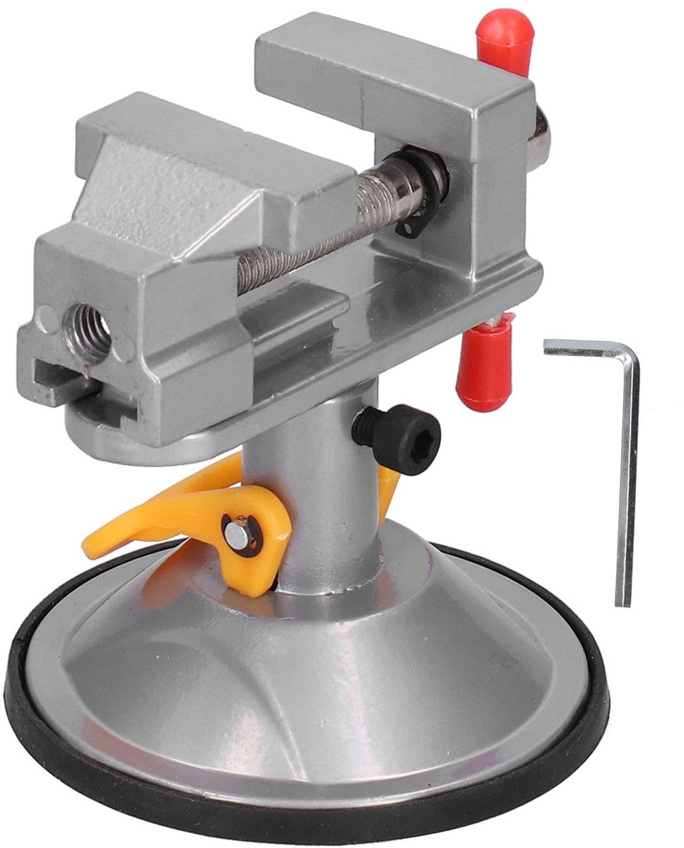 Dailygoods- Bankschroef Mini - Stalen Zuignap - 0-30 mm Verstelbare Klemkracht - Hoogwaardig 45# Staal - Geschikt voor Glad Glasoppervlak - Eenvoudig te Plaatsen