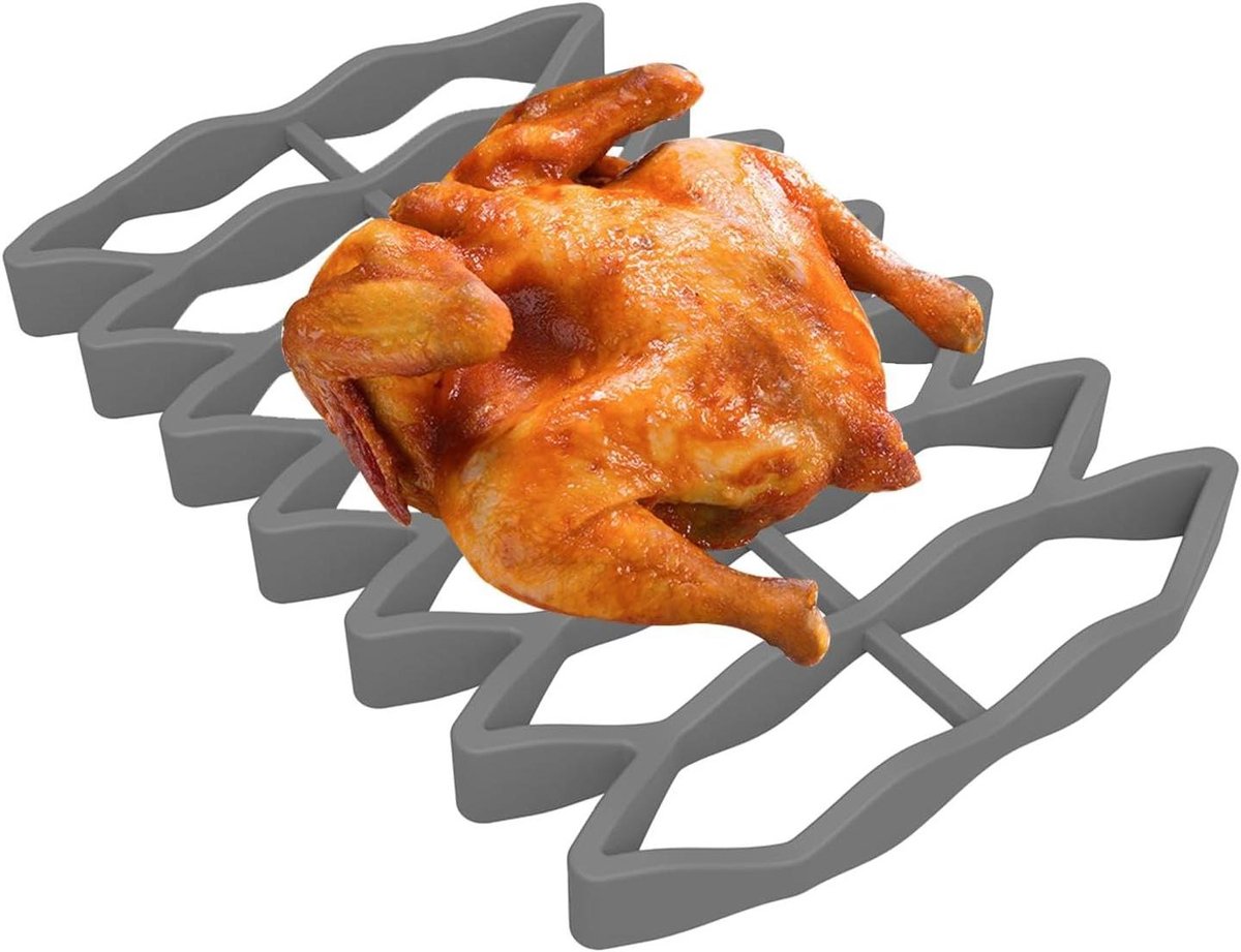 Bakrooster Siliconen Oven Inzetstuk Vlees Grillen Hittebestendig Ontwerp 23.5 cm Lengte Grijs