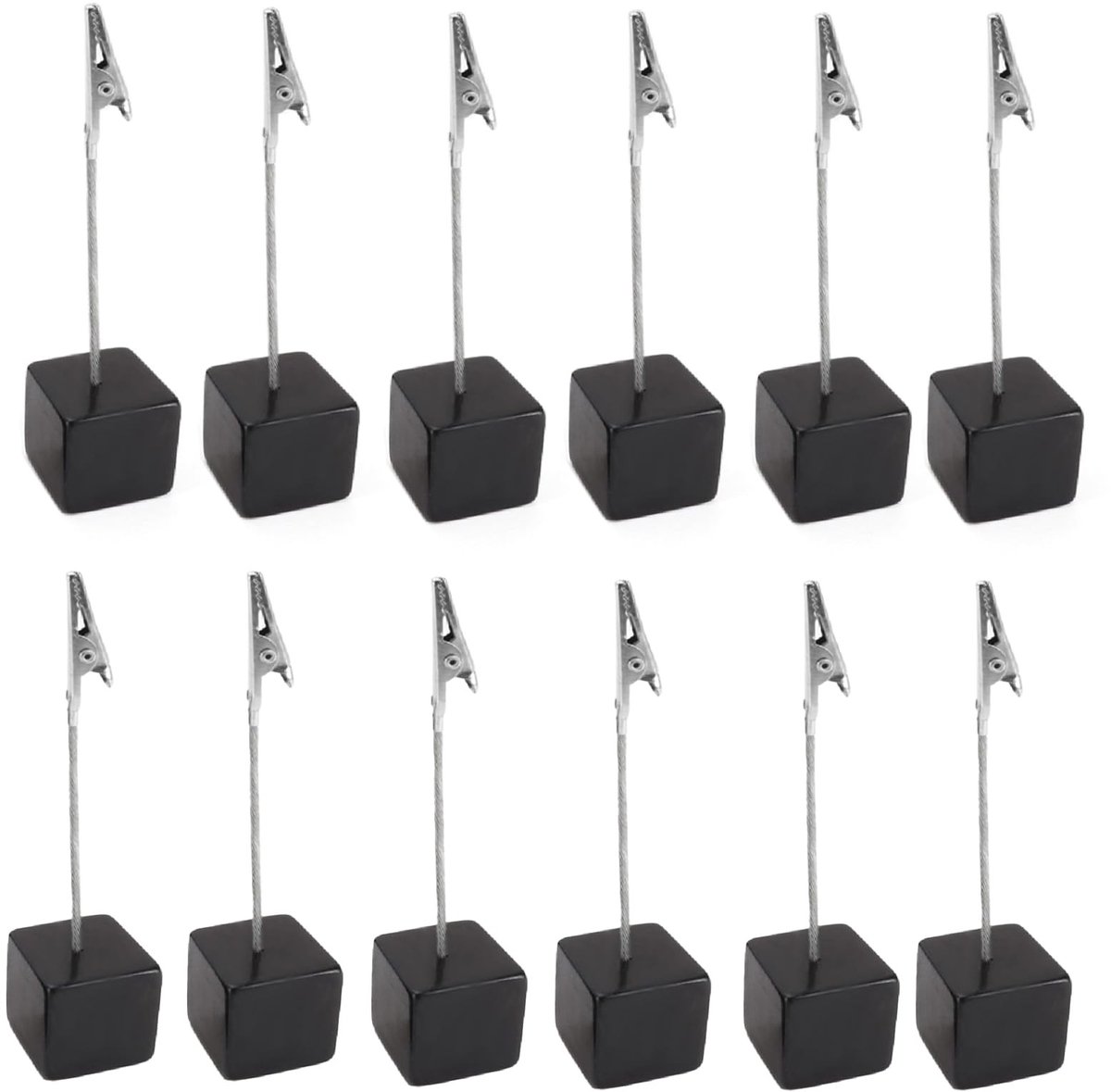 Dailygoods- Fotohouder - Houten Sokkel - Tafelkaarthouder - Kaartenstandaard met Klemmen - 12 Stuks - Duurzaam Grenenhout - Kaarthouder