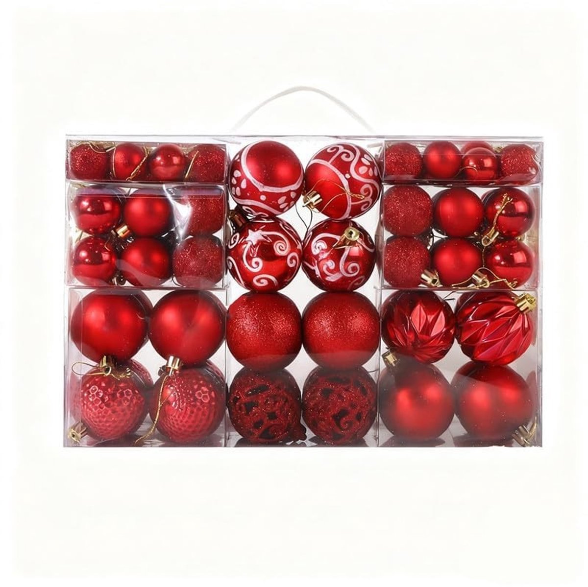 Dailygoods- Kerstballenset 100 stuks - Onbreekbare Ornamenten - Verschillende Maten - Duurzaam - Traditionele Kerstversiering - Perfect voor Gezinnen
