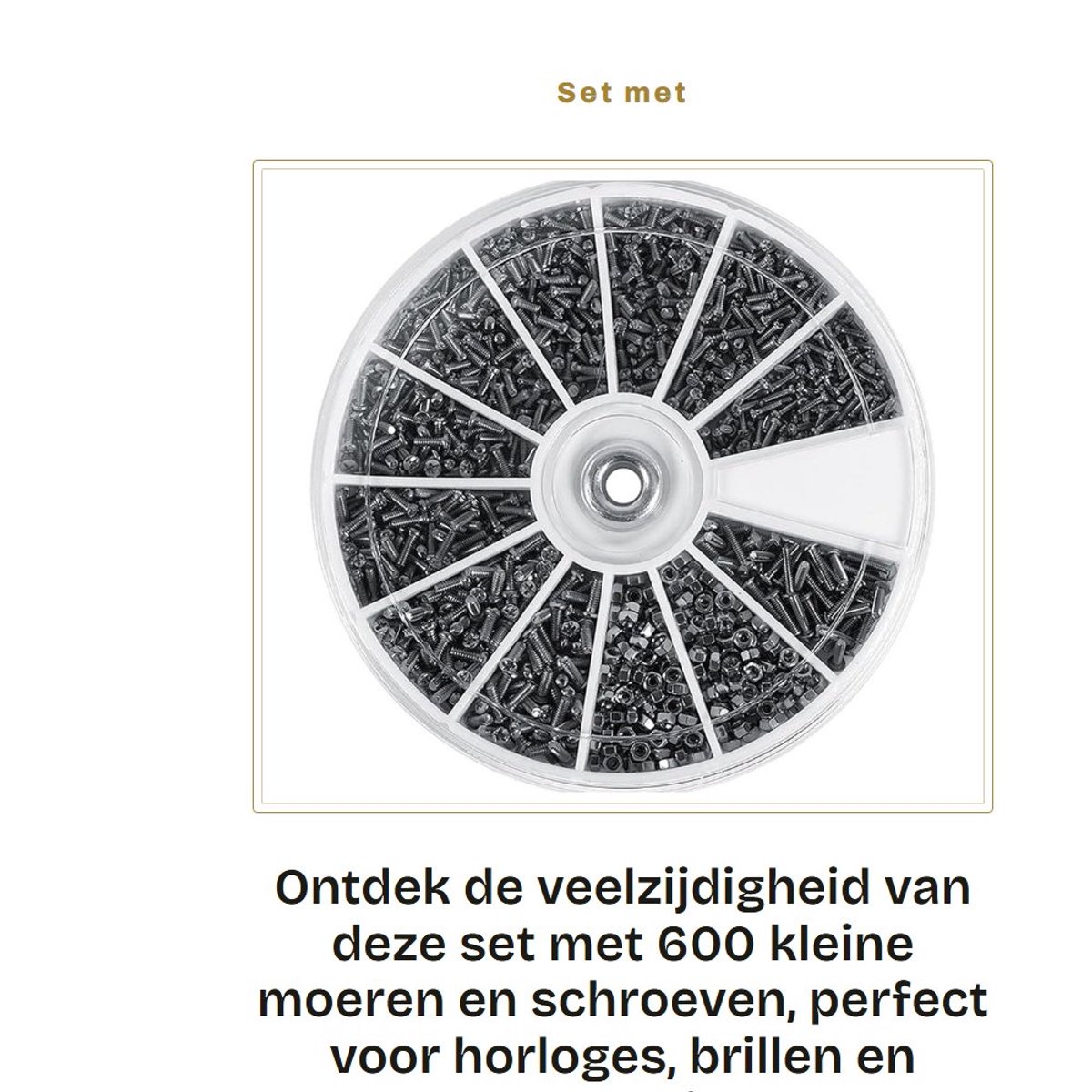 Dailygoods - Set met kleine moeren en schroeven - 600 stuks - Compact ontwerp - Geschikt voor horloges en elektronica - Ideaal voor reparaties