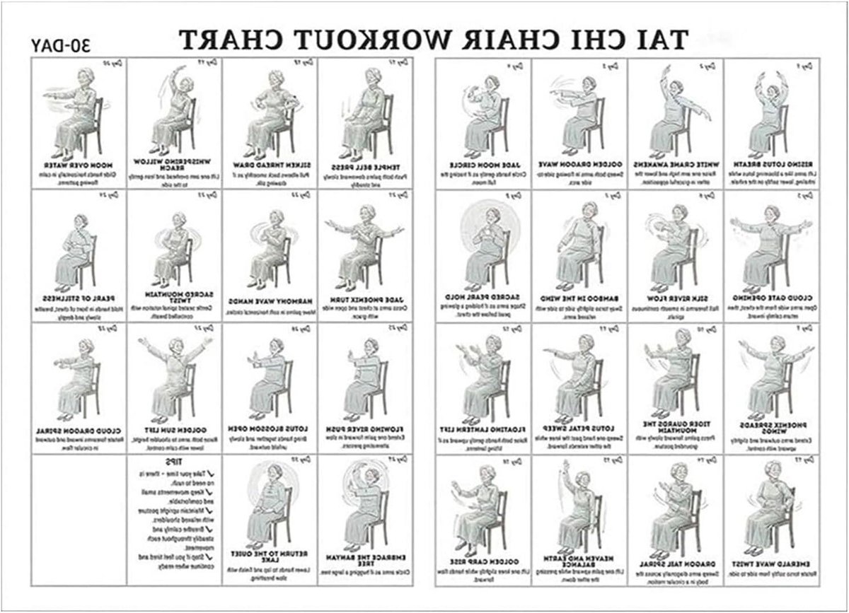 Workout Poster - Zittende Oefeningen - Thuis Fitness - Grote Letters - 45x30 cm - Vrouwen Versie