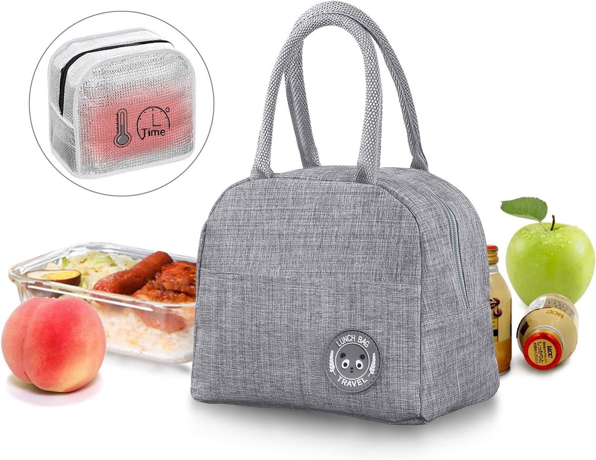 Isolerende Lunchtas, Lekvrije Koeltas voor Werk en School, Duurzaam en Milieuvriendelijk voor Picknicks en Dagelijks Gebruik (Grijs)
