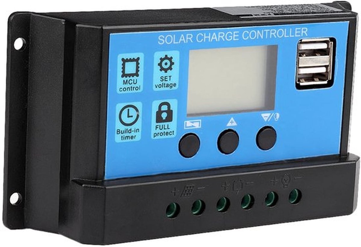 Zonnepaneel Controller 60A/50A/40A/30A/20A/10A 12V 24V Auto Solar Controller PWM Controller (60A), Zwart