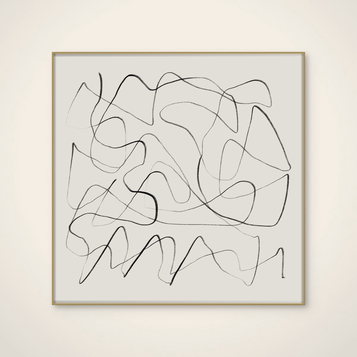 Akoestisch schilderij - 100 x 100 cm - Ready van Dan Hobday - Abstracte wanddecoratie - goud textielframe